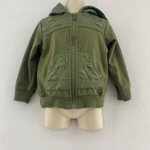 Tommy Bahama Toddler 24M Full Zip Hoodie Quilted Olive Green‎ Jacket